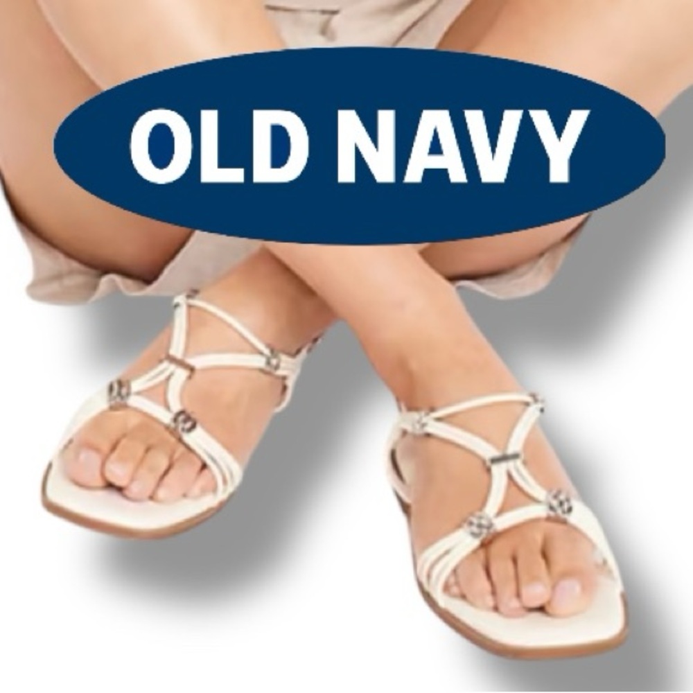 Faux-Leather Strappy Hardware Sandals Flat OLD NAVY Size 9.5